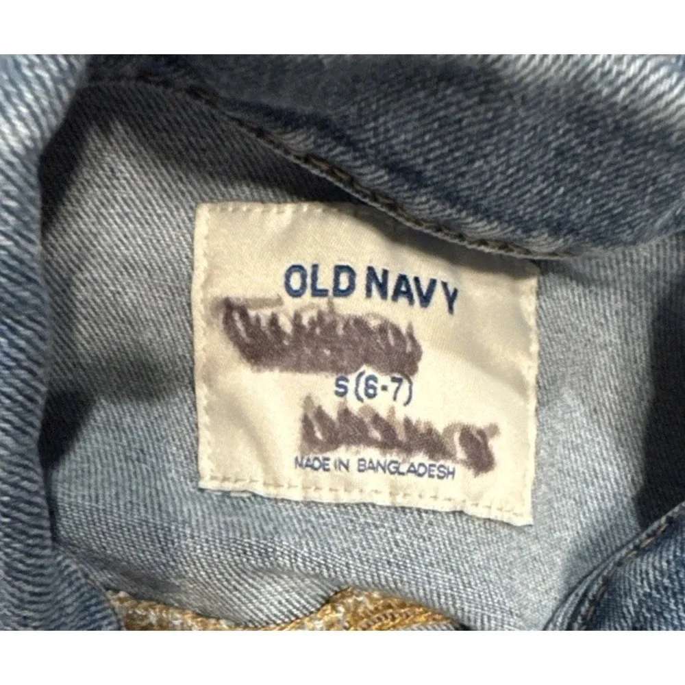 Old Navy Denim Trucker Blue Jean Jacket Youth Girls Sz 6 / 7